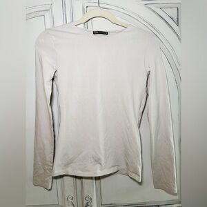 Zara Soft Beige Long Sleeve Top, Sz M